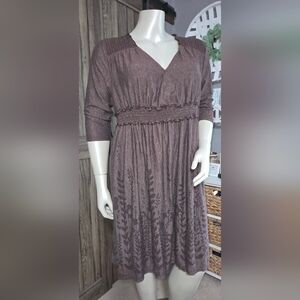 Brown floral dress stretch jersey knit